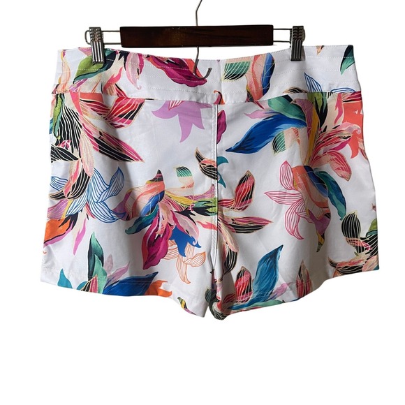 La Blanca White Tropical Floral Lace Up Mid Waisted Shorts Womens XL - Picture 2 of 9